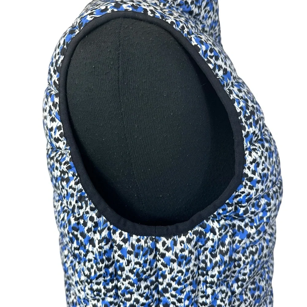 J. Crew Factory S Blue Black Animal Print Puffer Vest